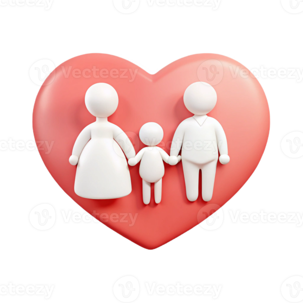 Family of Three Holding Hands Inside Heart png