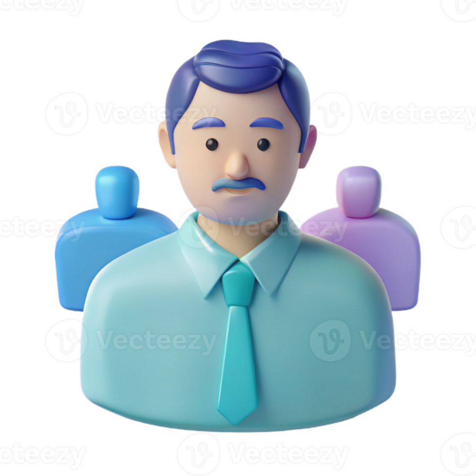 3D Cartoon Illustration of a Man with a Mustache and Tie png