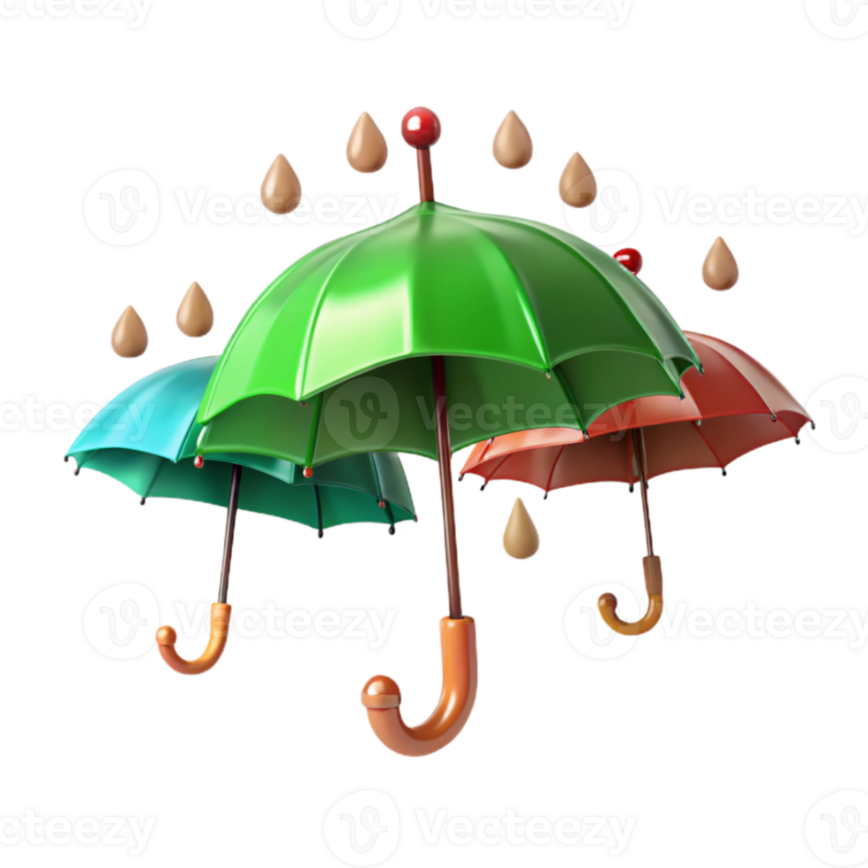 Multiple Umbrellas Protecting Against Rain png