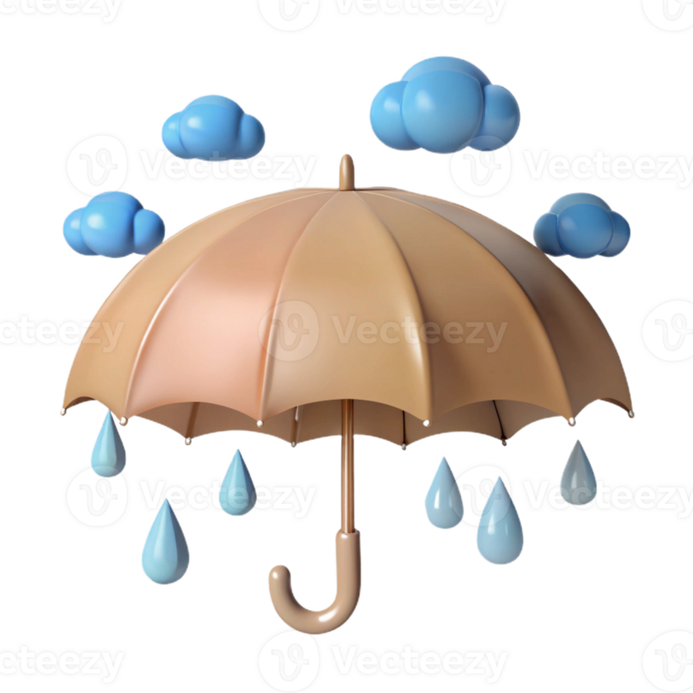 3D Cartoon Illustration of an Umbrella Protecting from Rain png