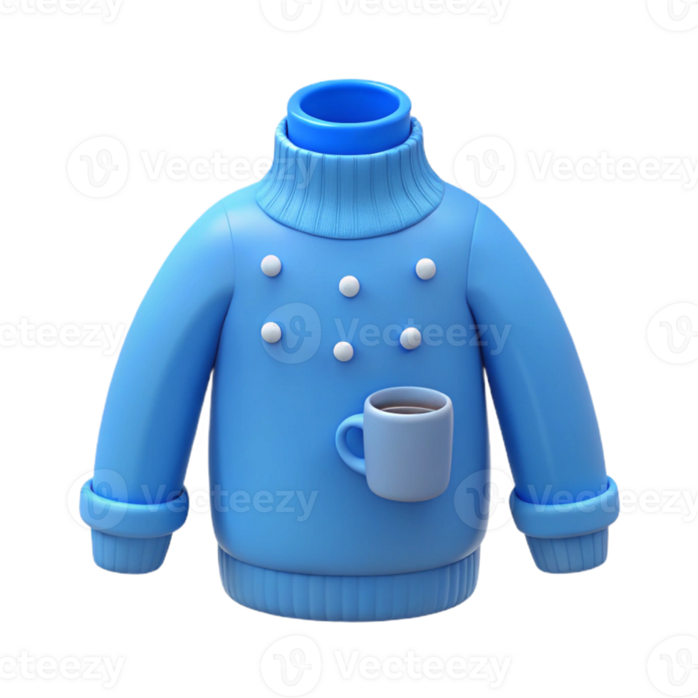Blue Sweater with Coffee Mug png