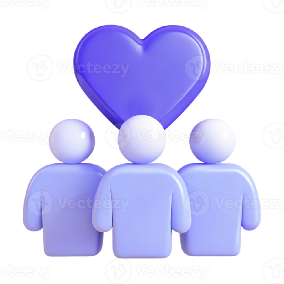 Three People Standing Under a Heart - Concept of Unity, Love, and Togetherness png
