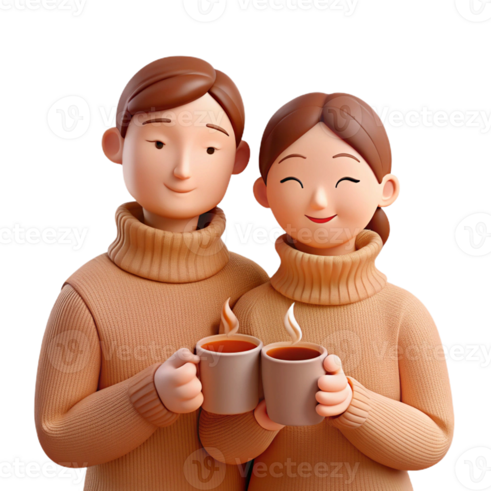 Couple Enjoying Warm Drinks Together png