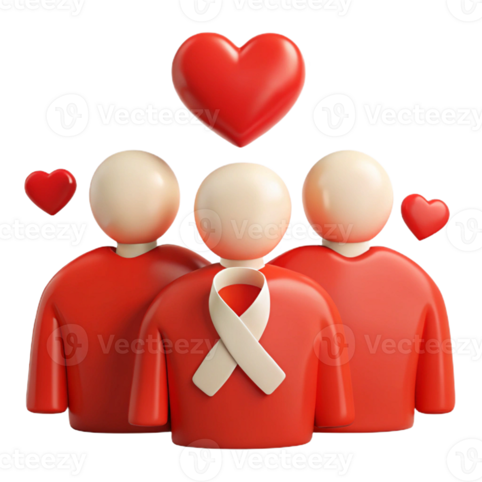 Group of People with Hearts and a Ribbon png