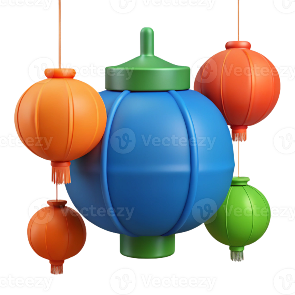 Colorful Lanterns Hanging Decoration png