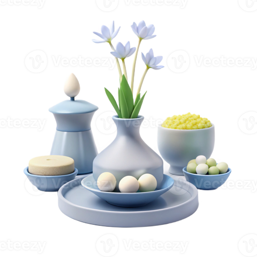 Still Life with Flowers, Vase, and Bowls png