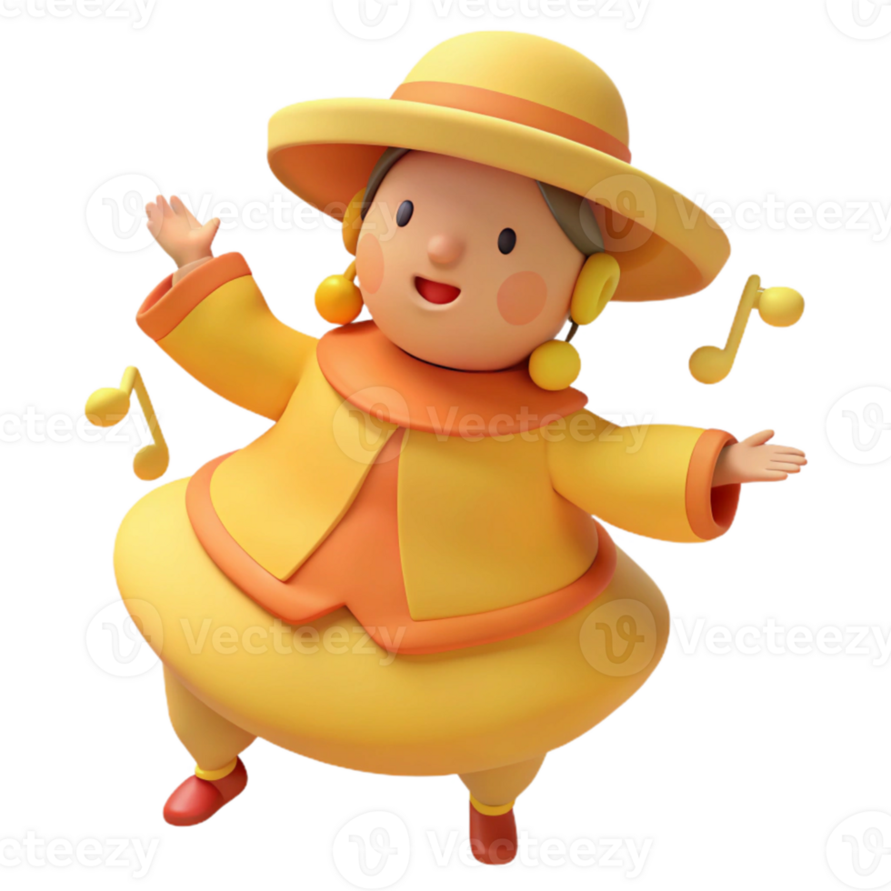 Cheerful Cartoon Character Dancing With Music Notes png
