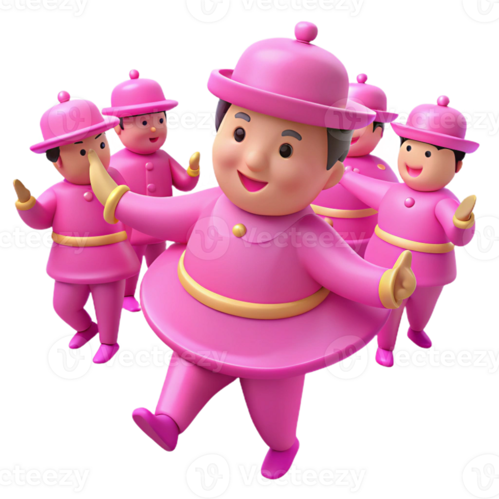 Cute Cartoon Characters in Pink Outfits png