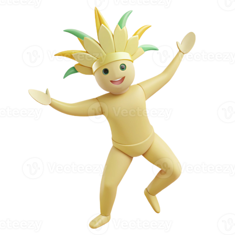 Cheerful 3D Cartoon Character in Festive Headwear png