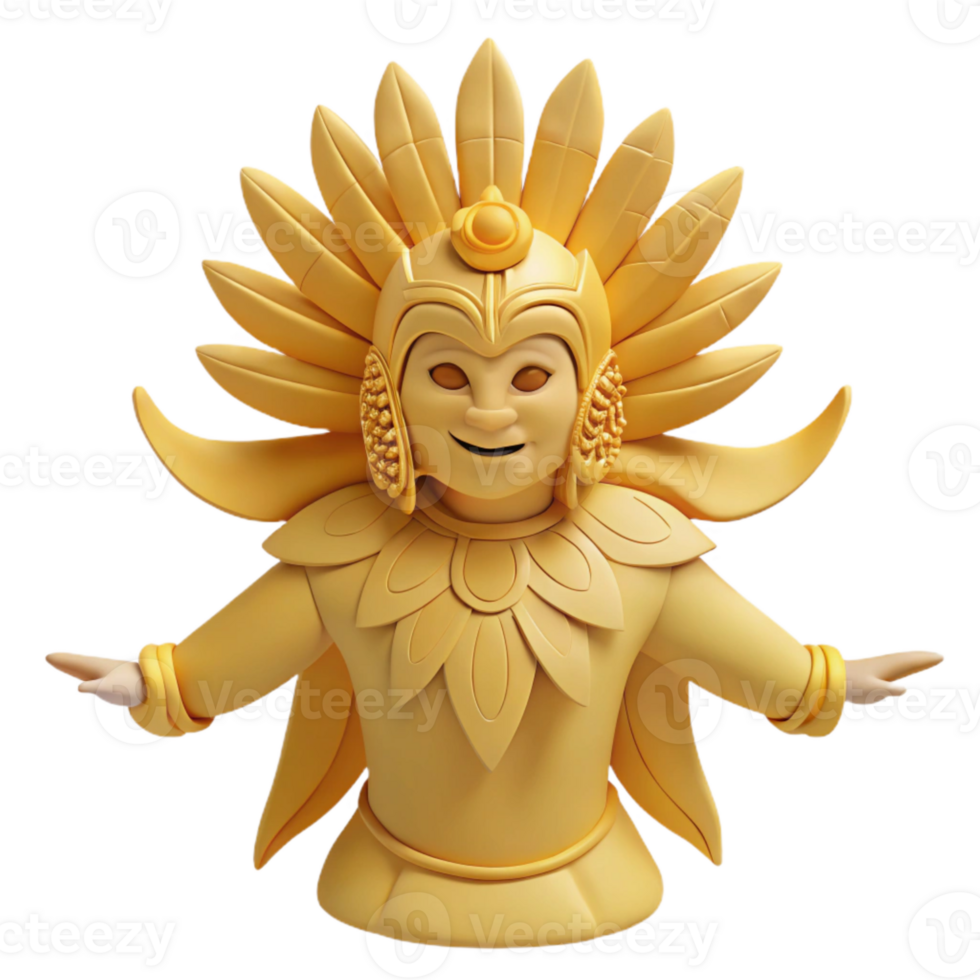 Golden Deity with Sun Symbolism 3D Render png
