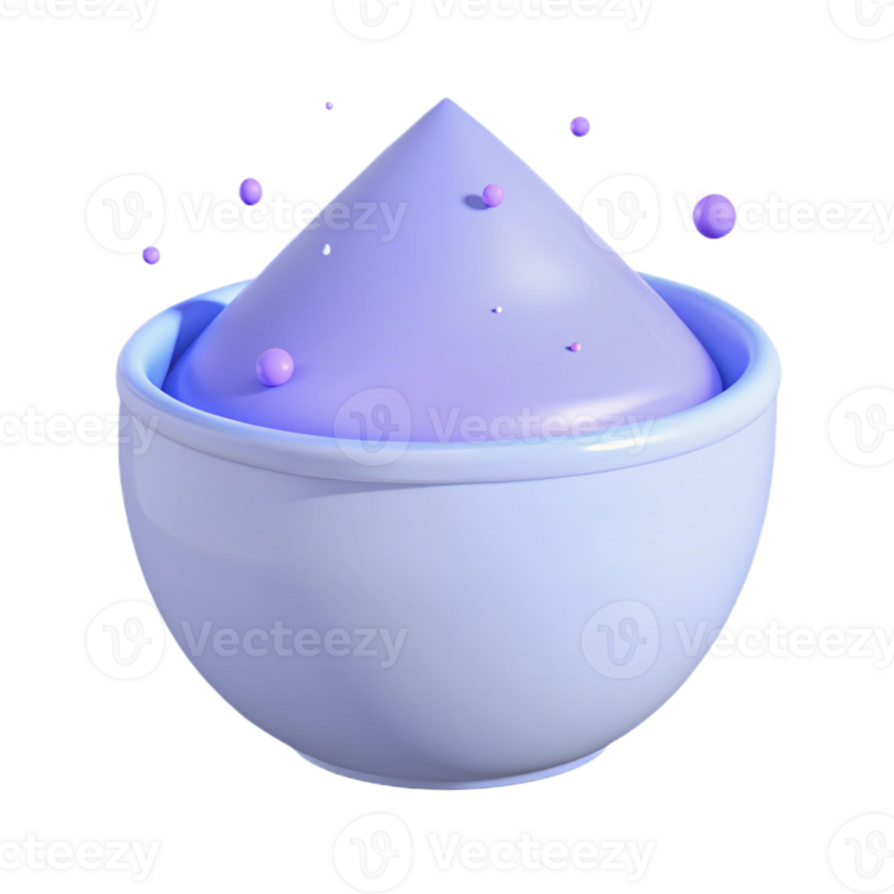 Purple and Blue 3D Render of a Bowl with a Peak of Cream png