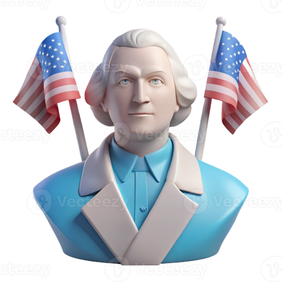 3D Render of a Statue with American Flags png