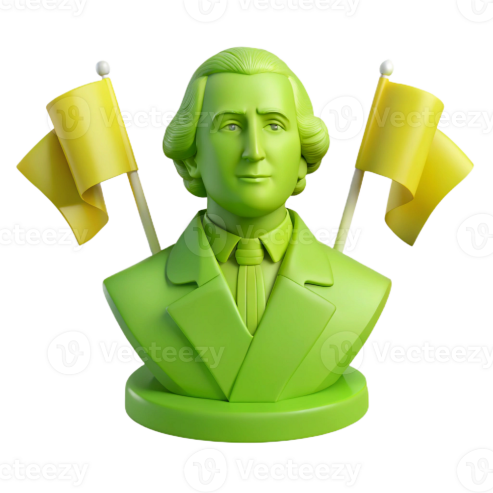 3D Render of a Green Bust with Yellow Flags png