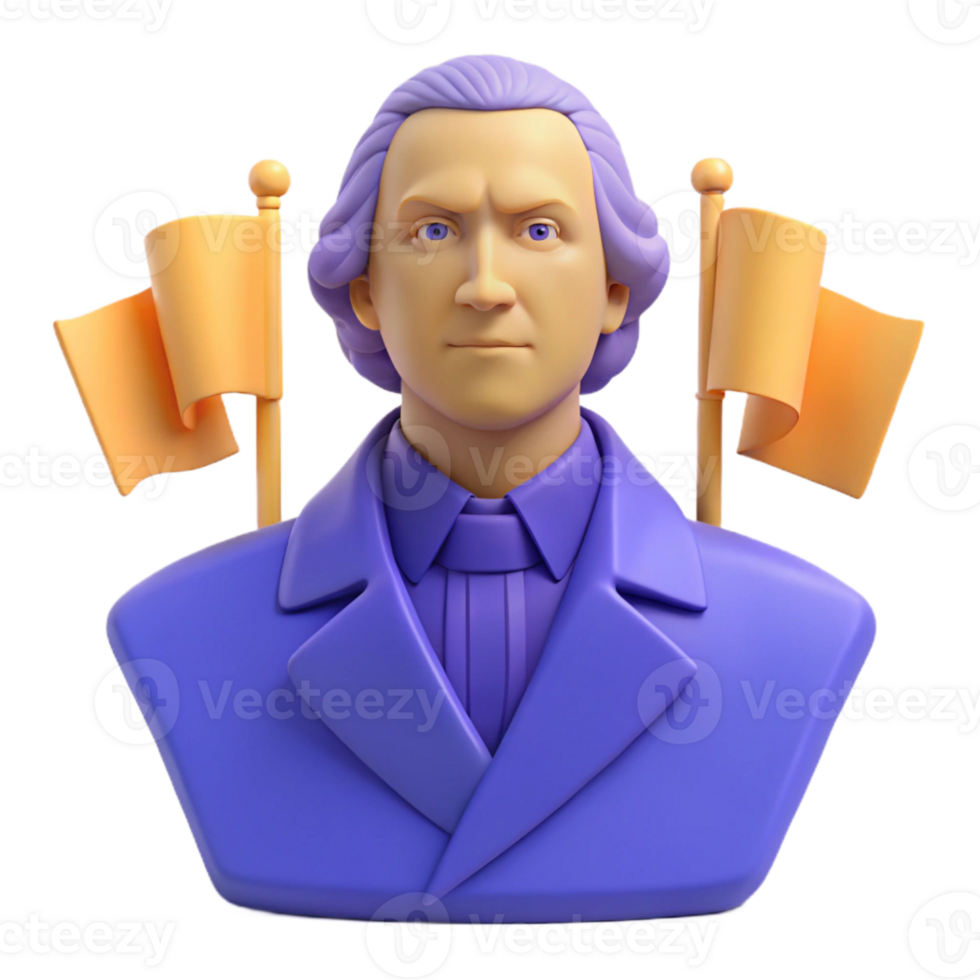 3D Render of a Historical Figure with Flags png