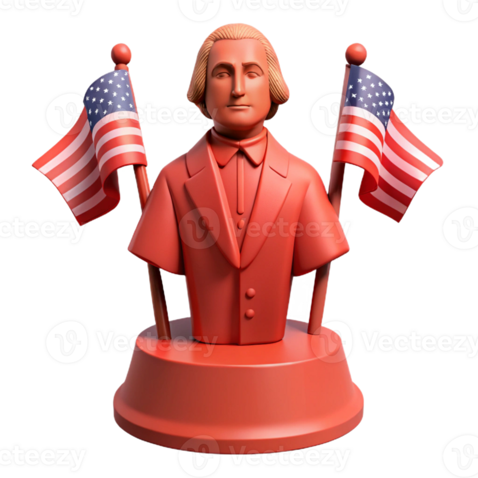Patriotic Statue with American Flags png