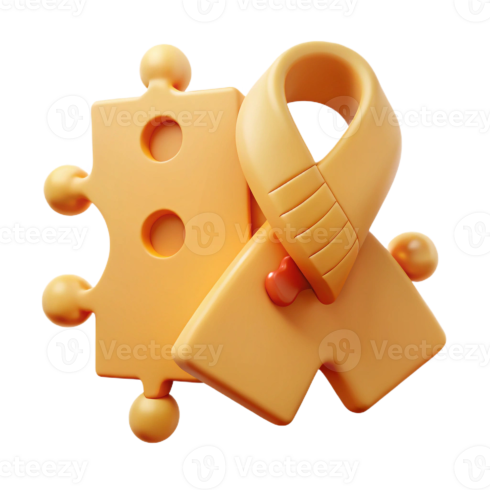 Puzzle Piece and Ribbon Symbol of Support and Unity png