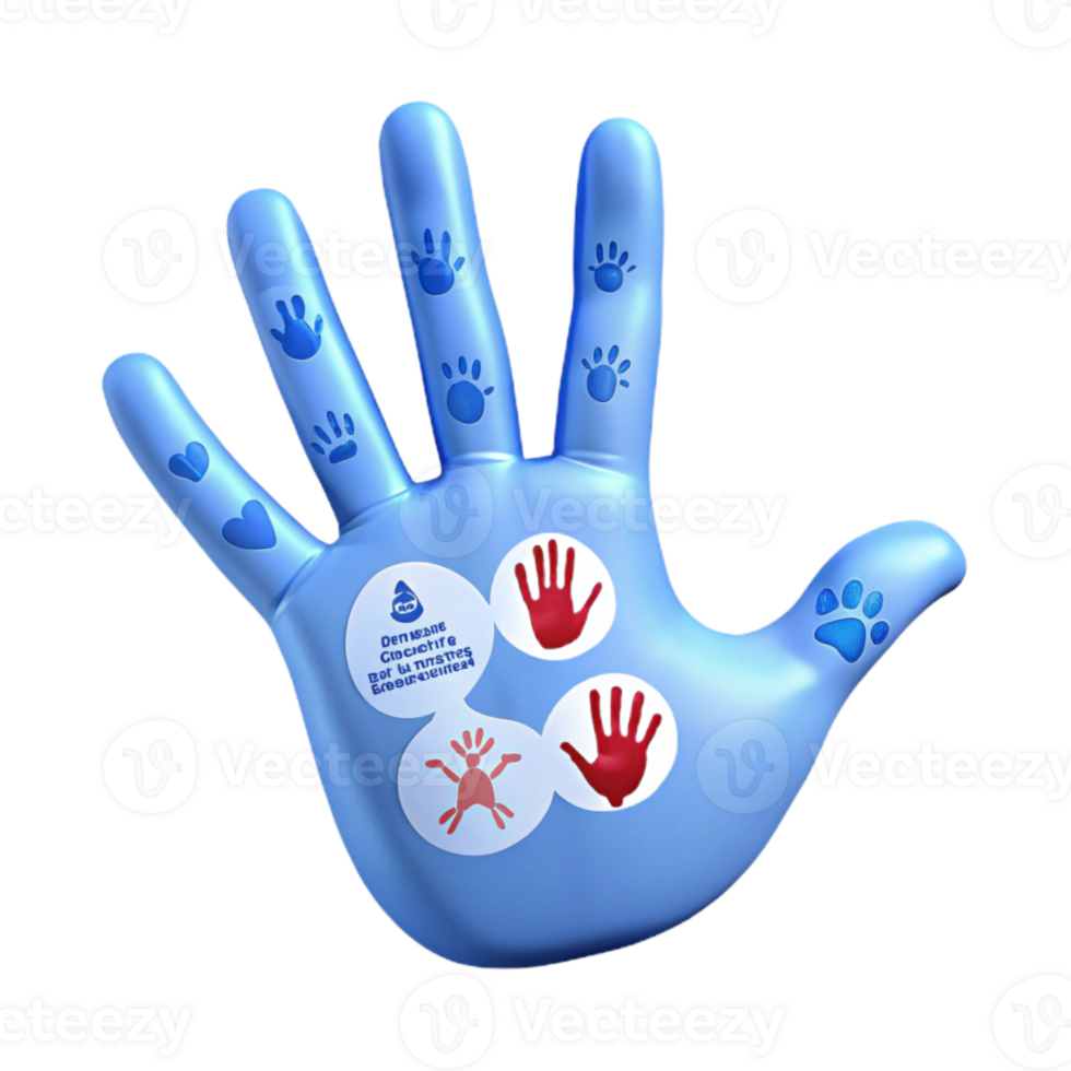 Five Paw Prints on a Blue Hand png