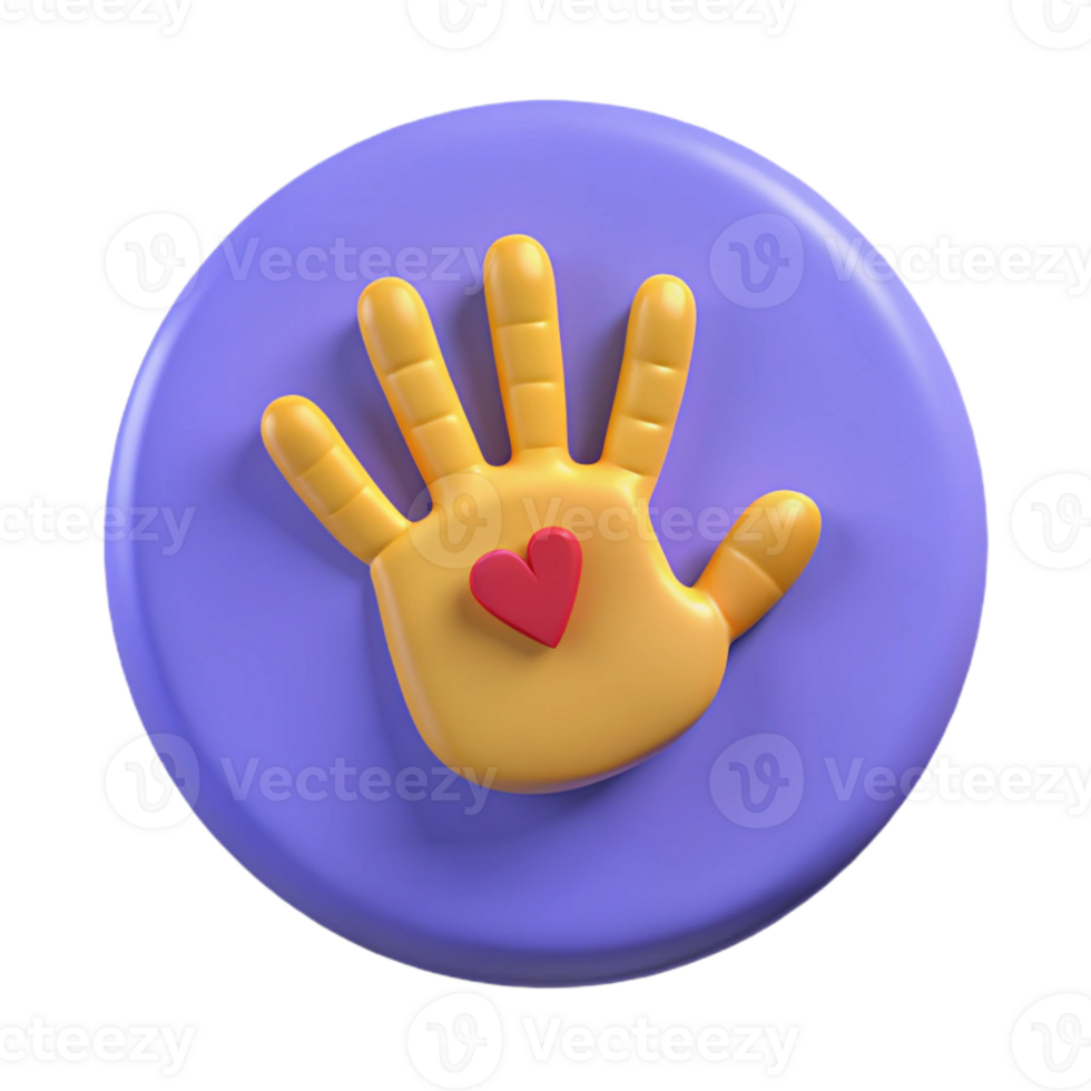 3D Render of a Hand with a Heart - Symbol of Love and Care png