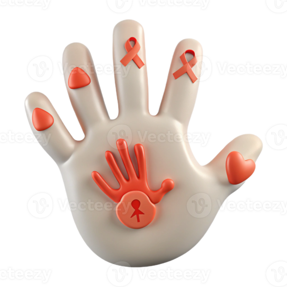 Hand with Red Ribbons and Heart for Charity, Support, and Giving png
