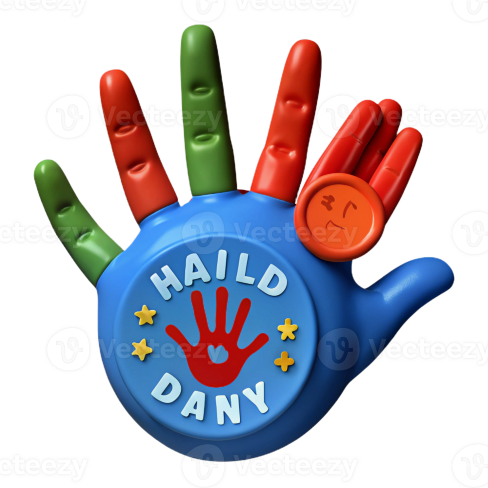 3D Hand with Seal and Circle Text png