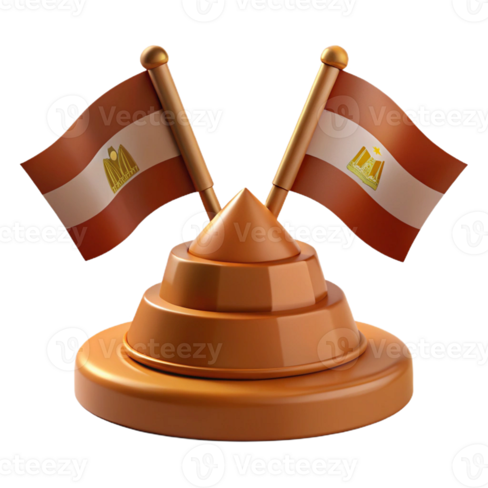 Two Flags on a Stand with a Golden Base png