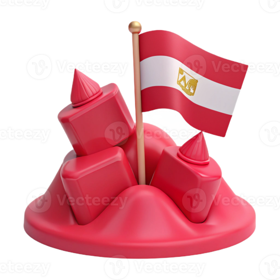 Red 3D Rendered Flag on a Hill png