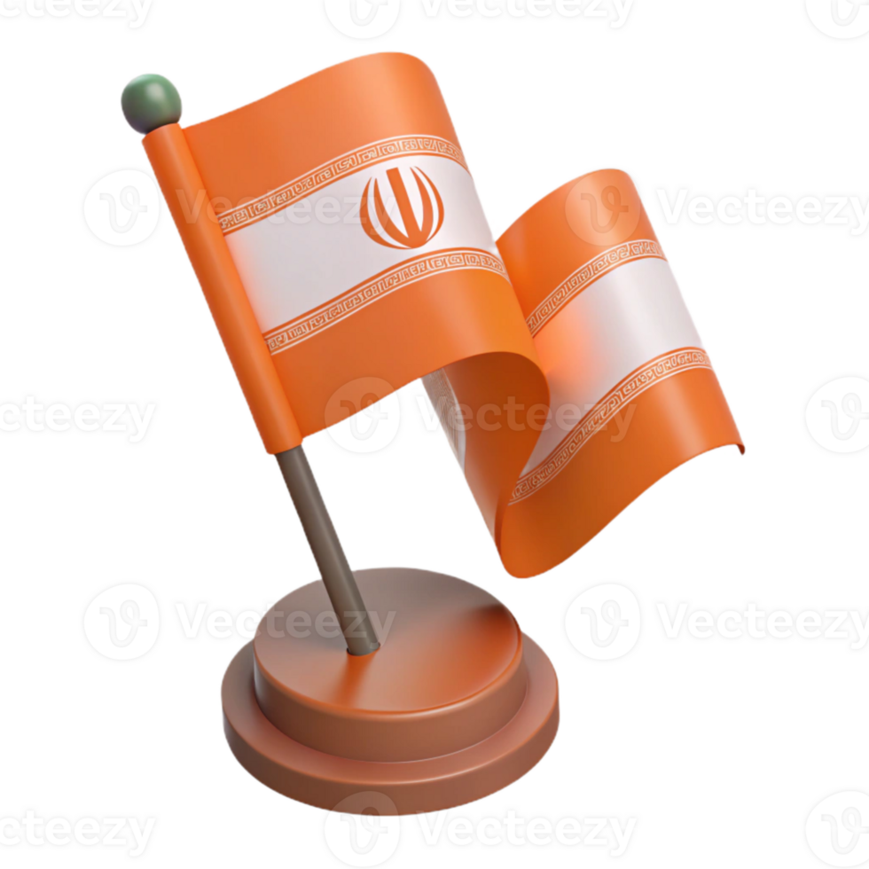 Waving Orange Flag with White Band and Symbol png