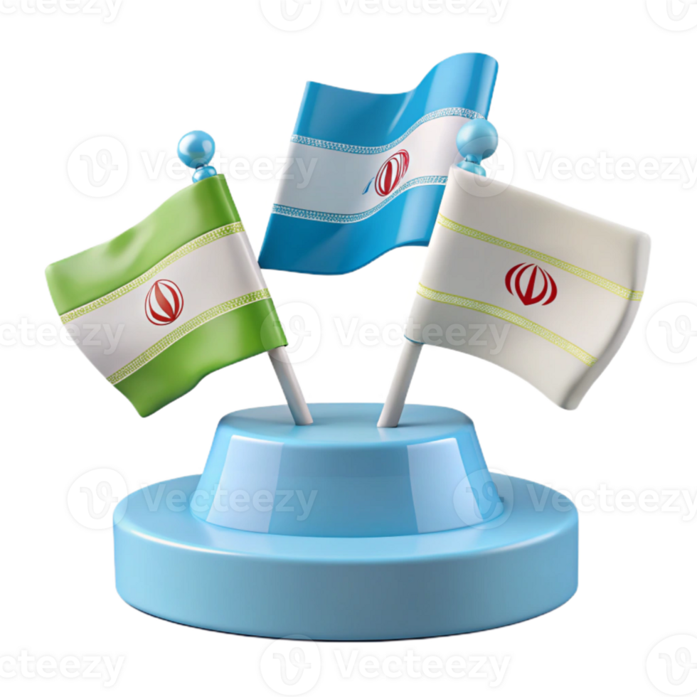 Three Flags on Stand with Symbol png