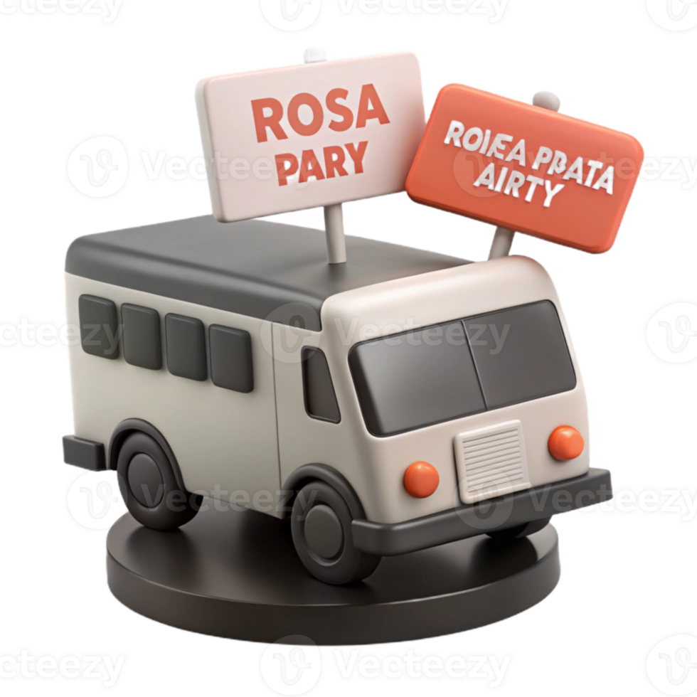 3D Render of a Small Van with Signs png