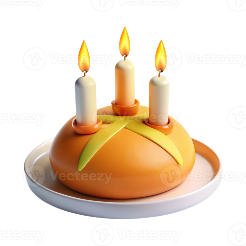 Three Burning Candles on a Festive Base png