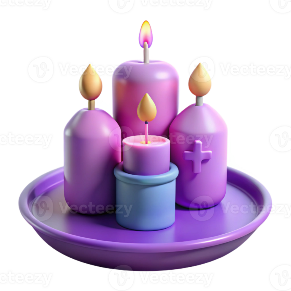 Purple Candles on a Tray png