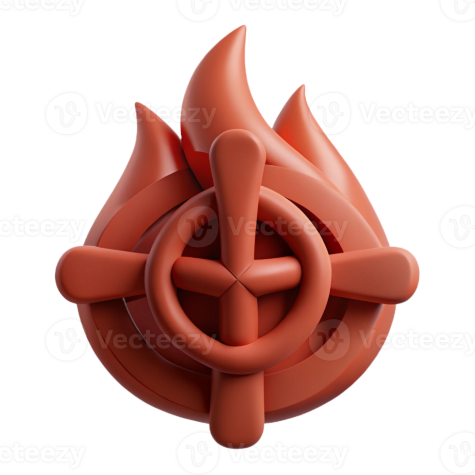 3D Render of a Fire Symbol with a Cross png
