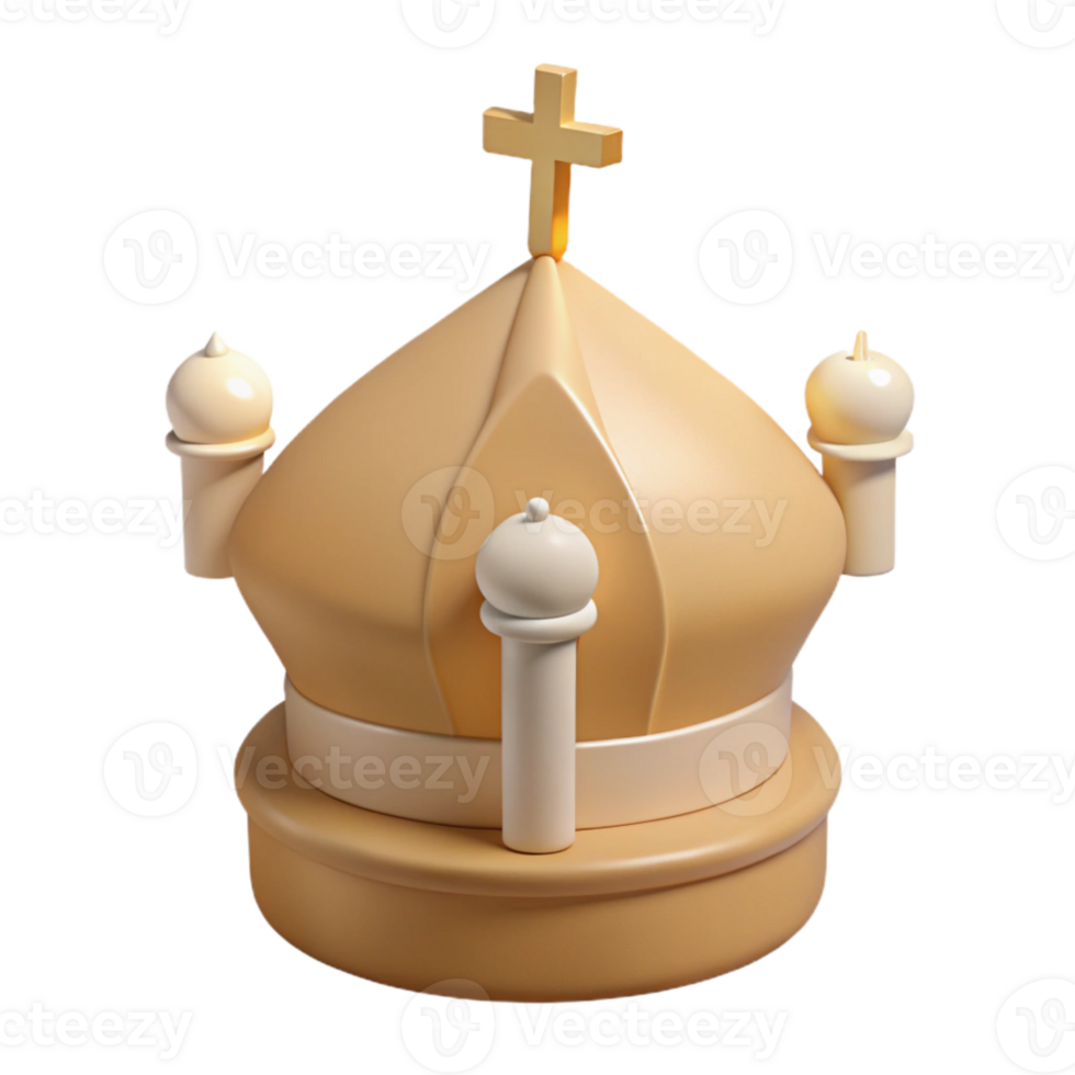 3D Render of a Religious Building with a Cross png