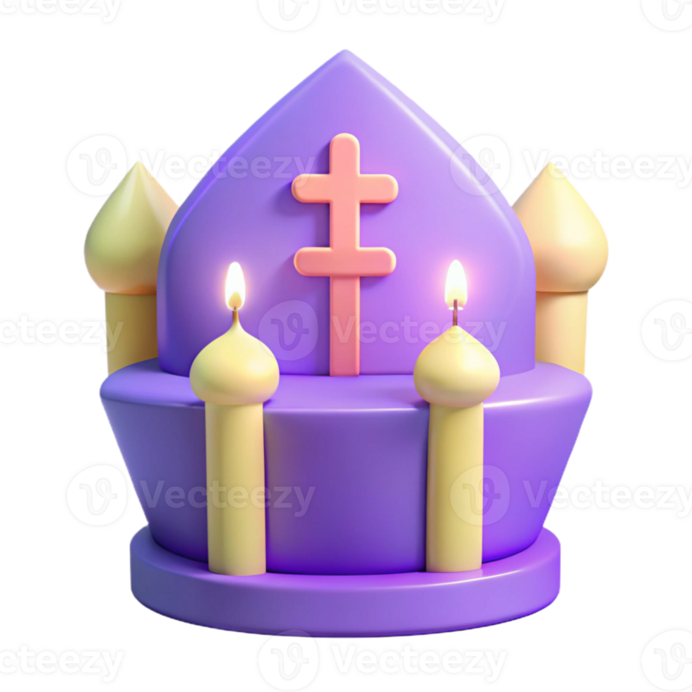 3D Render of Church with Lit Candles png