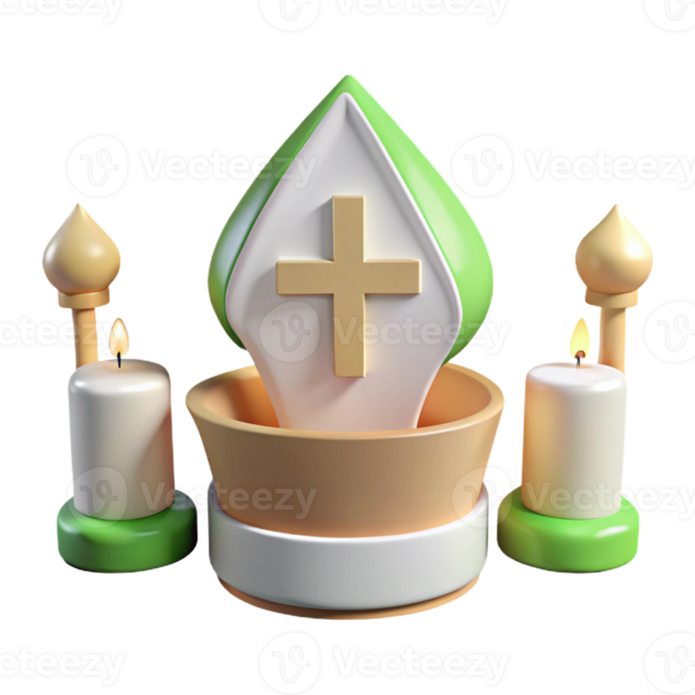 3D Render of a Religious Symbol with Candles png