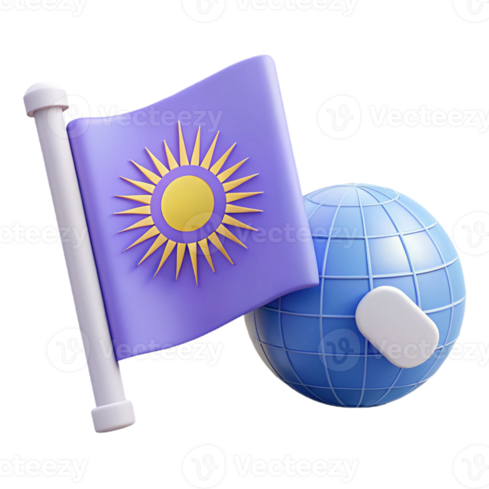 Global Unity Flag with Sun Symbol and Globe png