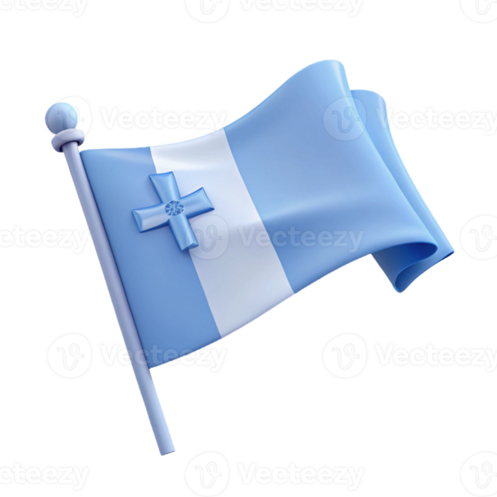 Waving Blue Flag with White Cross and Circle png