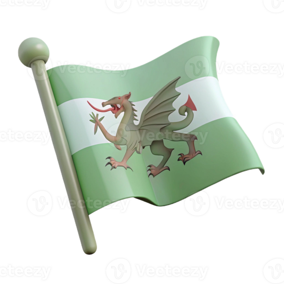 Waving Welsh Dragon Flag png