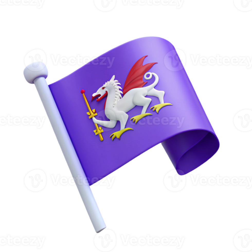 Purple Flag with White Dragon and Red Wings png
