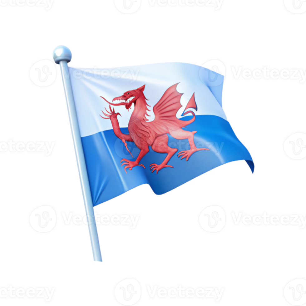 Waving Flag with Red Dragon Symbol png
