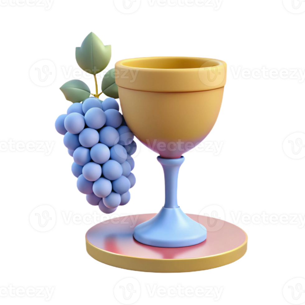 Grapes and Chalice 3D Render png
