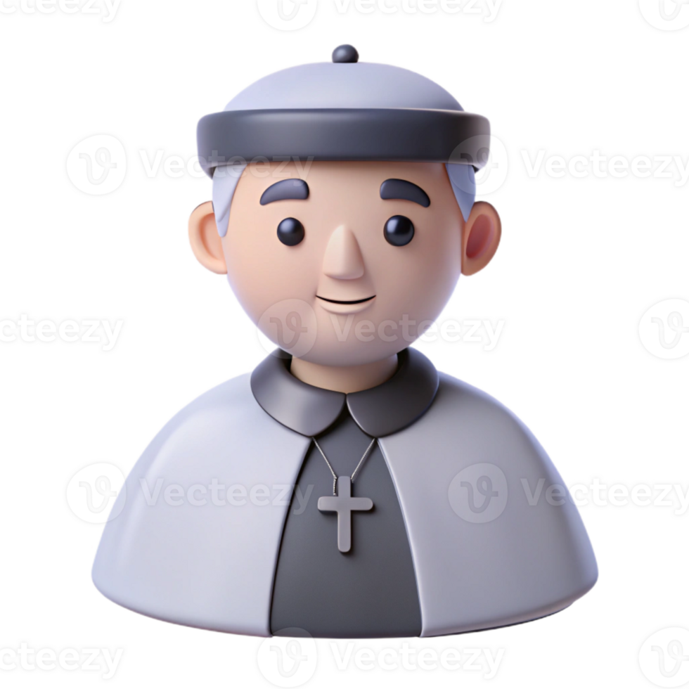 3D Cartoon Illustration of a Priest png