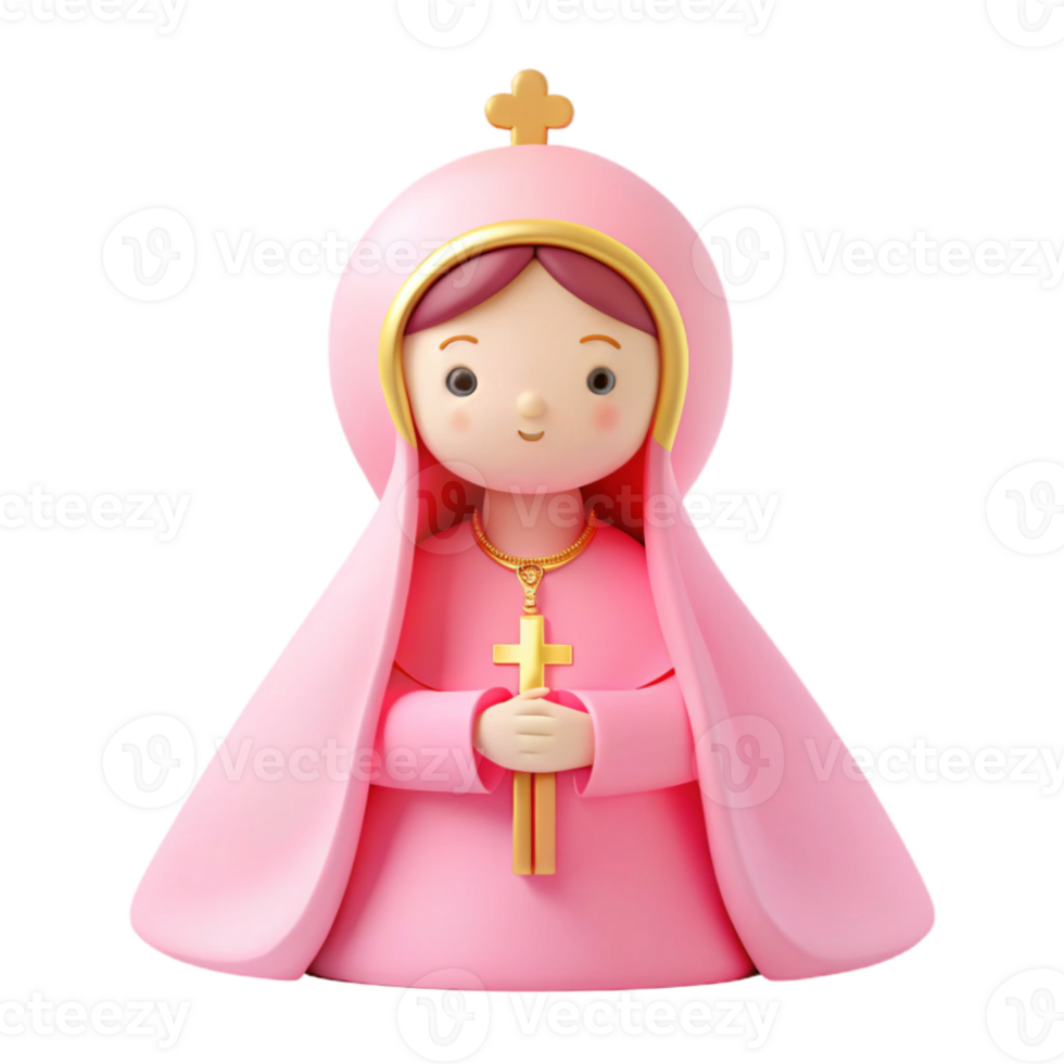 3D Render of a Religious Figure in a Pink Dress png