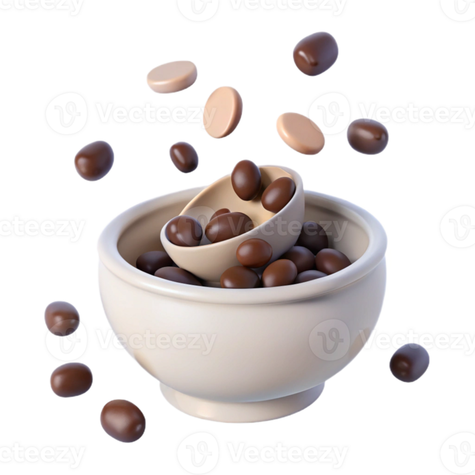 Chocolate Candy in Bowl with Cream Discs png