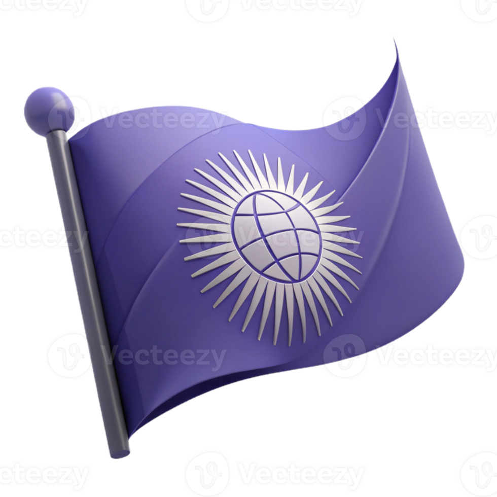 Purple Flag with Globe and Sun Design png