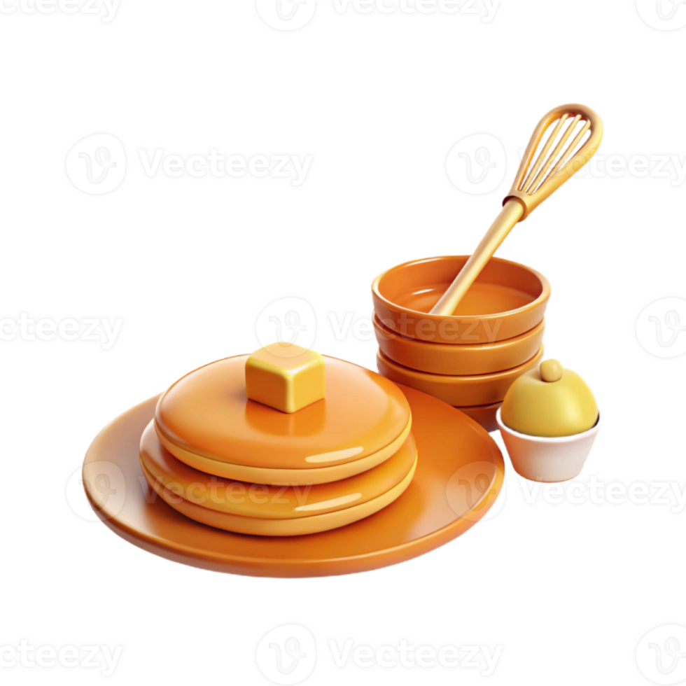 3D Rendered Illustration of Pancakes with Syrup and Butter png
