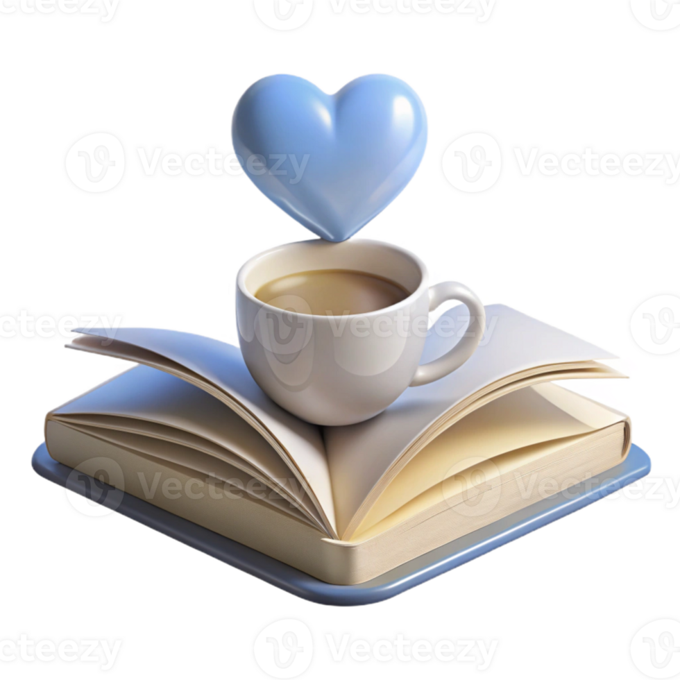 Coffee, Book, and a Heart A Moment of Tranquility png