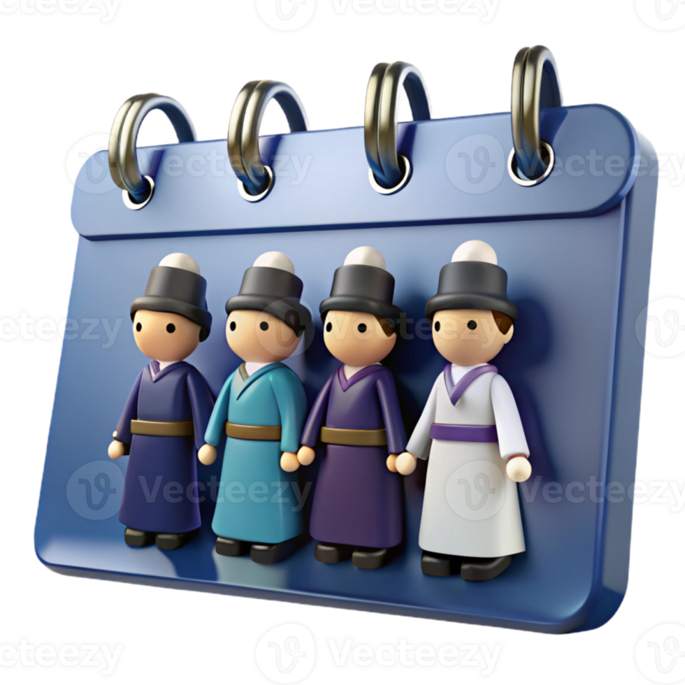 Calendar Icon with 3D Characters in a Line png