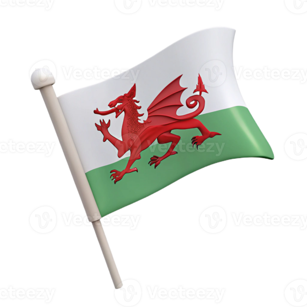 Waving Welsh Flag with Dragon png