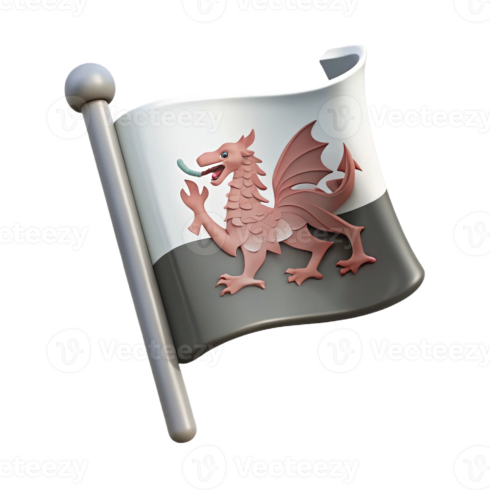Welsh Dragon Flag A 3D Render of the National Symbol png